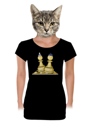Šach a Mat dámské tričko s lemem Black