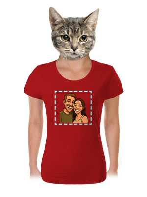 Karikatura z vlastní fotky dámské tričko Red Mal