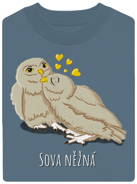 Sova něžná unisex mikina bez kapuce Nordic Blue