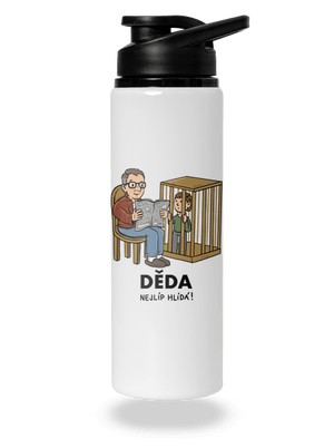 Děda hlídá lahev na vodu White