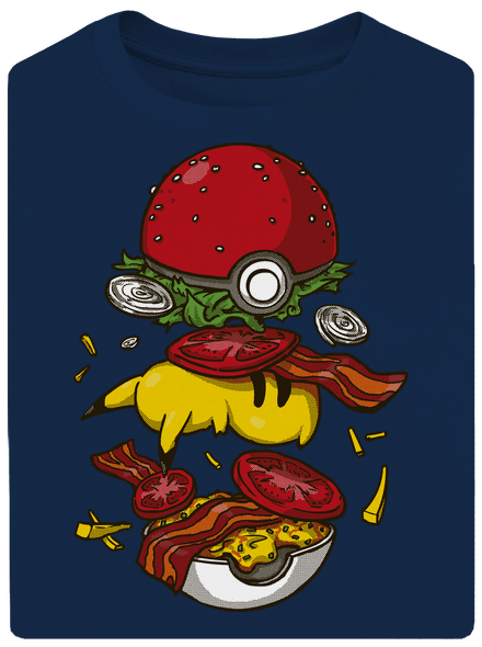 Pokémon burger unisex tričko oversized Midnight Blue