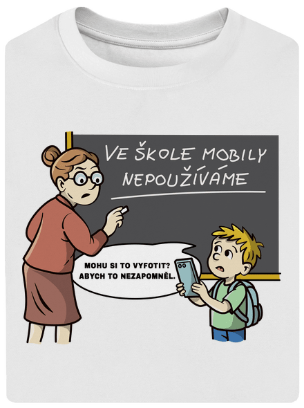 Mobily ve škole unisex tričko oversized White