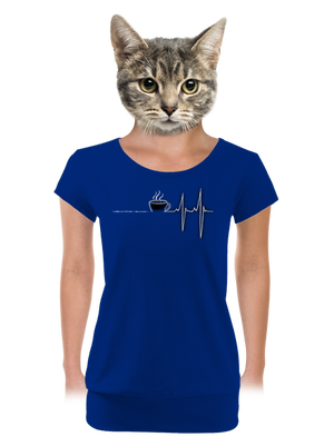 Coffee help dámské tričko s lemem Royal Blue Mal