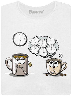 Čaj o páté, káva stále dámské tričko s lemem White