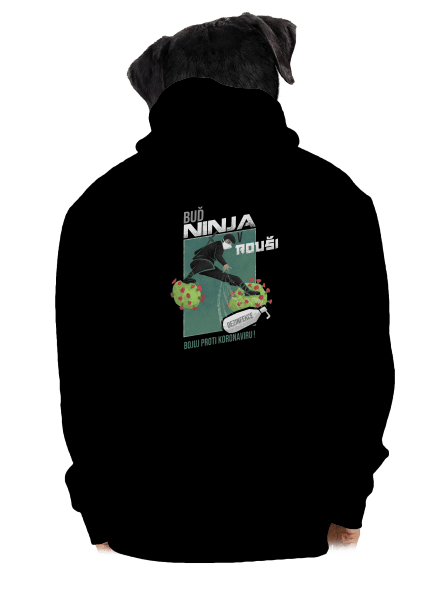 Ninja v rouši pánská mikina na zip Black