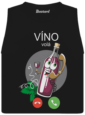 Červené víno volá dámské tílko volné Black