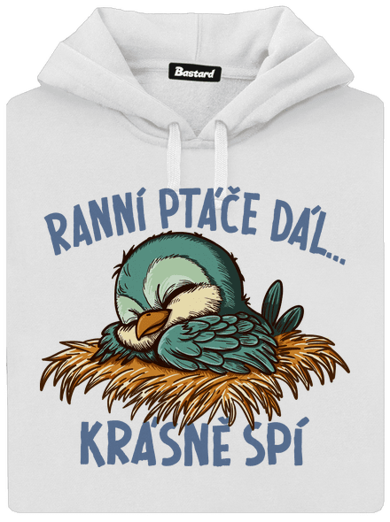 Ranní ptáče spí dámská mikina klokanka White