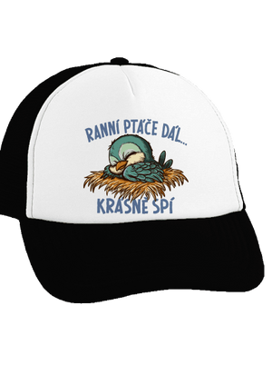 Ranní ptáče spí kšiltovka truckerka Black cap