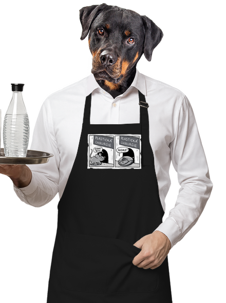 Myš na plastice zástěra Black