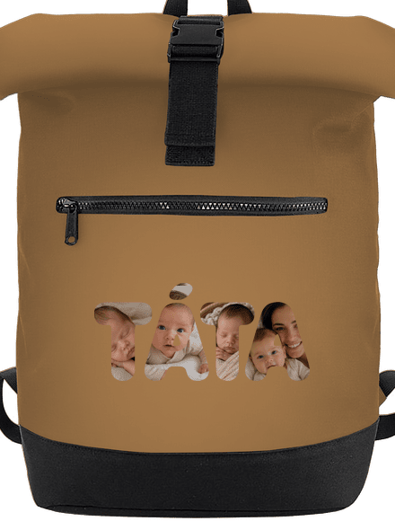 Nápis táta z vlastních fotek batoh Caramel