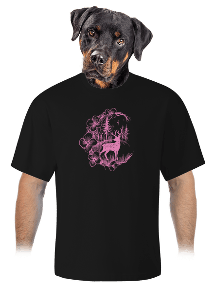 Jelen v květu růžový unisex tričko oversized Black