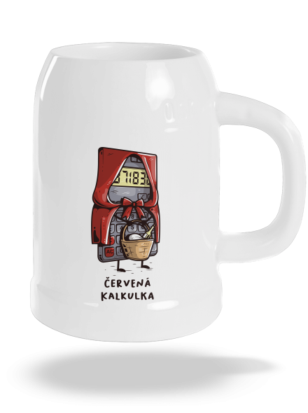 Červená kalkulka půllitr White