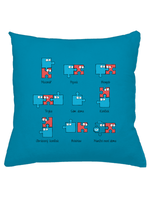Puzzlesútra polštář Blue Turquoise