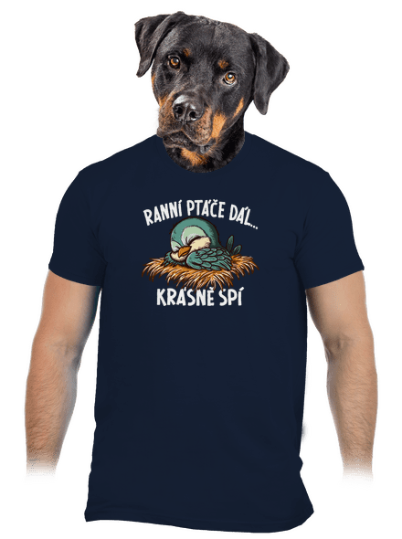 Ranní ptáče spí pánské tričko Navy
