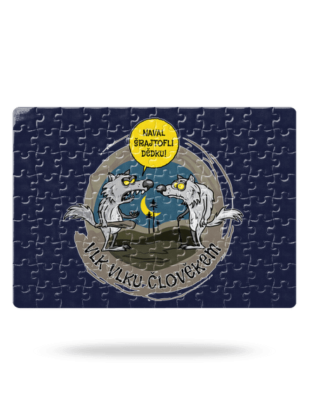 Vlk vlku člověkem puzzle White