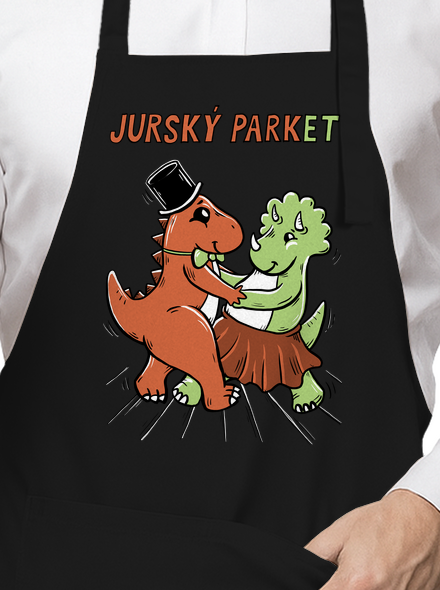 Jurský parket zástěra Black