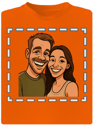 Karikatura z vlastní fotky dětské sportovní tričko Neon Orange