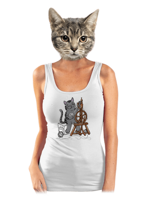 Kočka přede dámské tílko klasické White