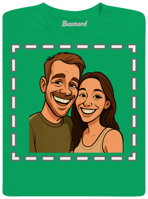 Karikatura z vlastní fotky dětské tričko Kelly Green