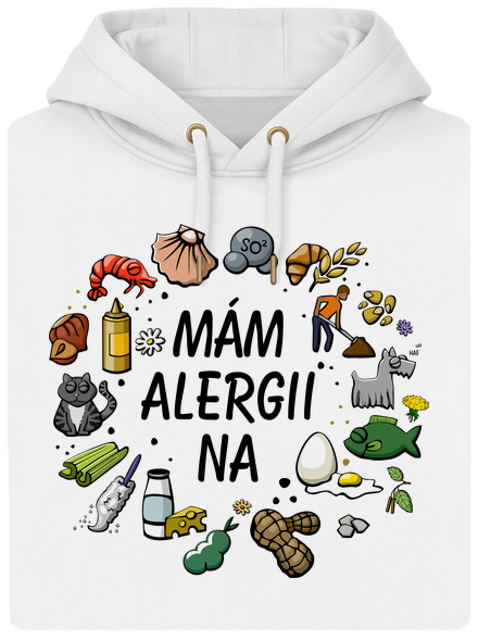 Mám alergii na... + fix unisex mikina premium Snowwhite