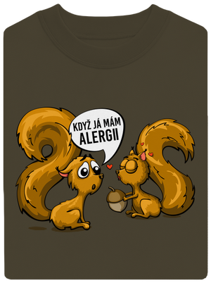 Alergická veverka unisex mikina bez kapuce Urban Khaki