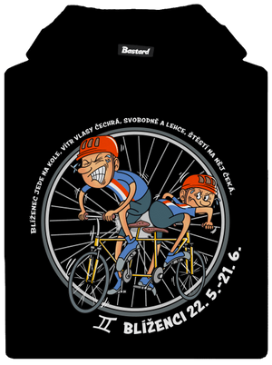 Cyklistický horoskop: Blíženci dětská mikina klokanka Black