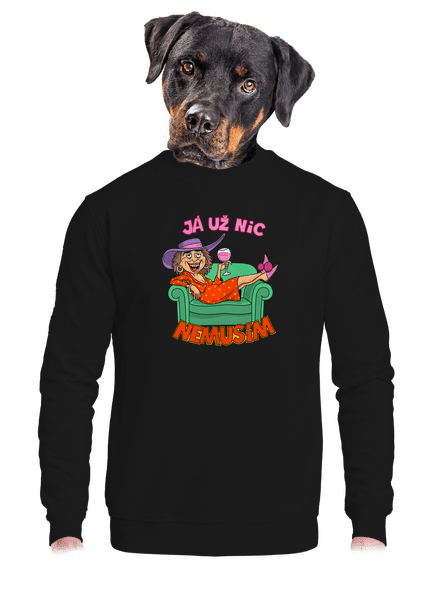 Nemusím unisex mikina bez kapuce Black