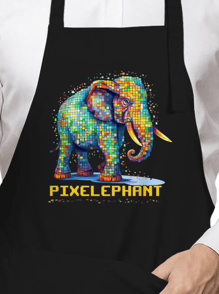 Pixelephant zástěra Black