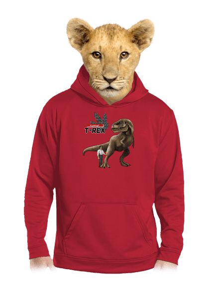 Komisař T-Rex dětská mikina klokanka Fire Red