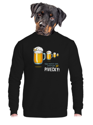 Pivečka unisex mikina bez kapuce Black