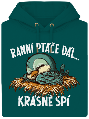 Ranní ptáče spí unisex mikina premium Emerald Green