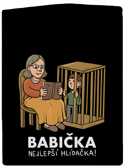 Babička hlídačka pánská mikina na zip Black