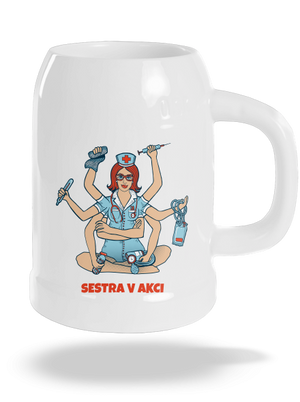 Sestra v akci půllitr White