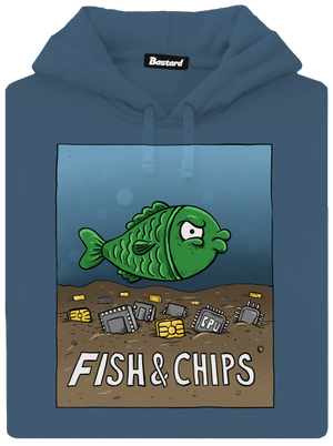 Fish and IT chips dámská mikina klokanka Denim