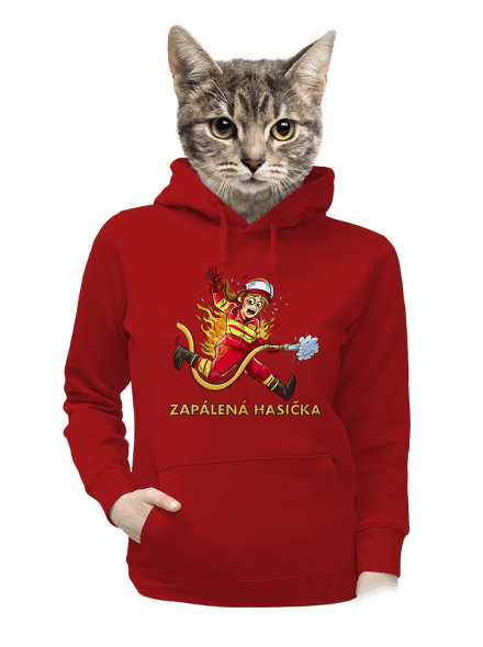 Zapálený hasič a hasička dámská mikina klokanka Red Mal
