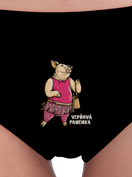 Vepřová panenka dámské kalhotky Black