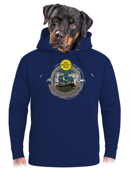 Vlk vlku člověkem unisex mikina premium Navy