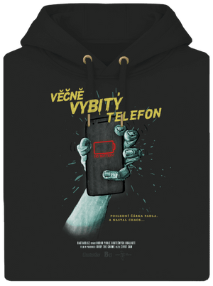 B13: Vybitý telefon unisex mikina premium Dark Black