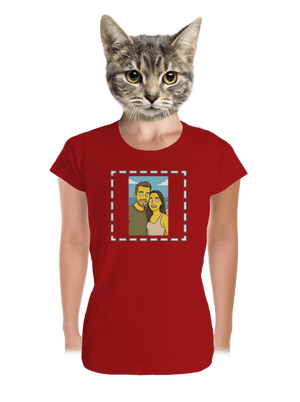Simpsonovi z vlastní fotky dámské tričko premium Red Mal