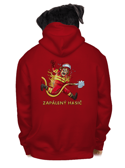 Zapálený hasič a hasička pánská mikina na zip Red