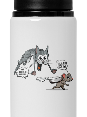 Alergická kočka a myš lahev na vodu White