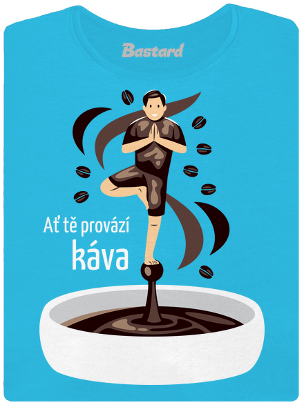Káva provází dámské tričko s lemem Blue Atol
