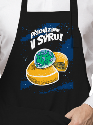 Přicházíme v sýru zástěra Black