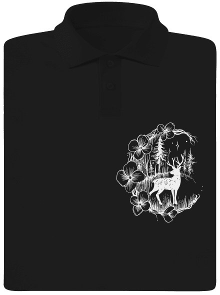 Jelen v květu bílý pánská polokošile Black