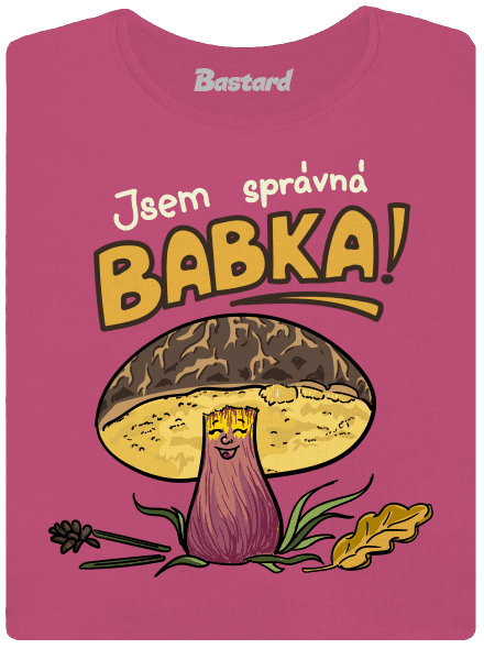 Babka a hříbeček dámské tričko s lemem Magenta