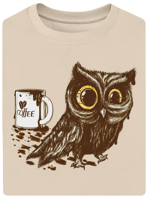 Sova na kofeinu unisex tričko oversized Almond