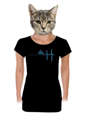 Coffee help dámské tričko s lemem Black