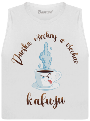 Všechno kafuju dámské tílko volné White