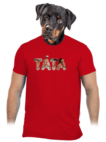 Nápis táta z vlastních fotek pánské tričko Red