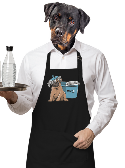 Mops zástěra Black